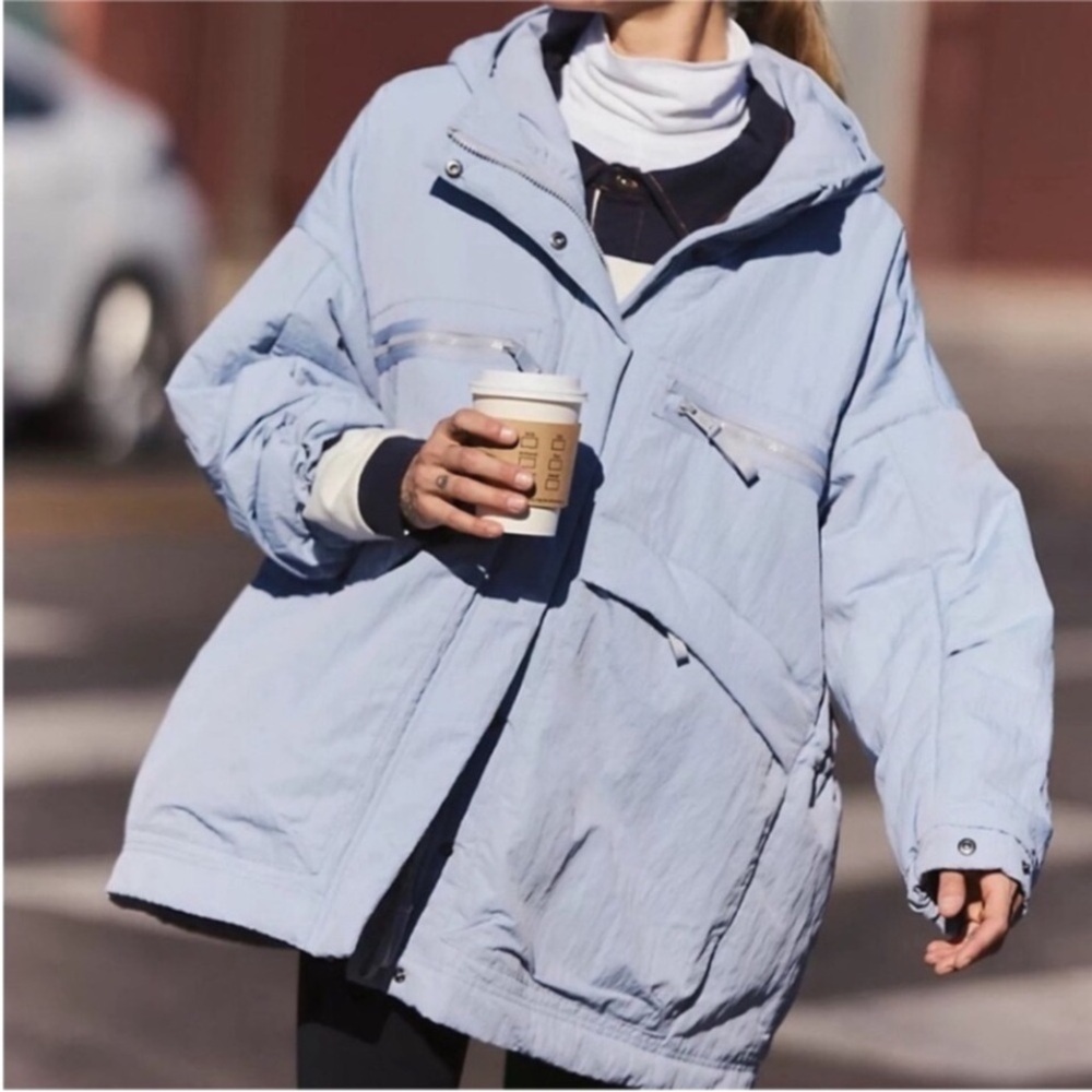 FP Movement by Free People] Light Lavender Puffer Hoodie Oversized Jacket Coat